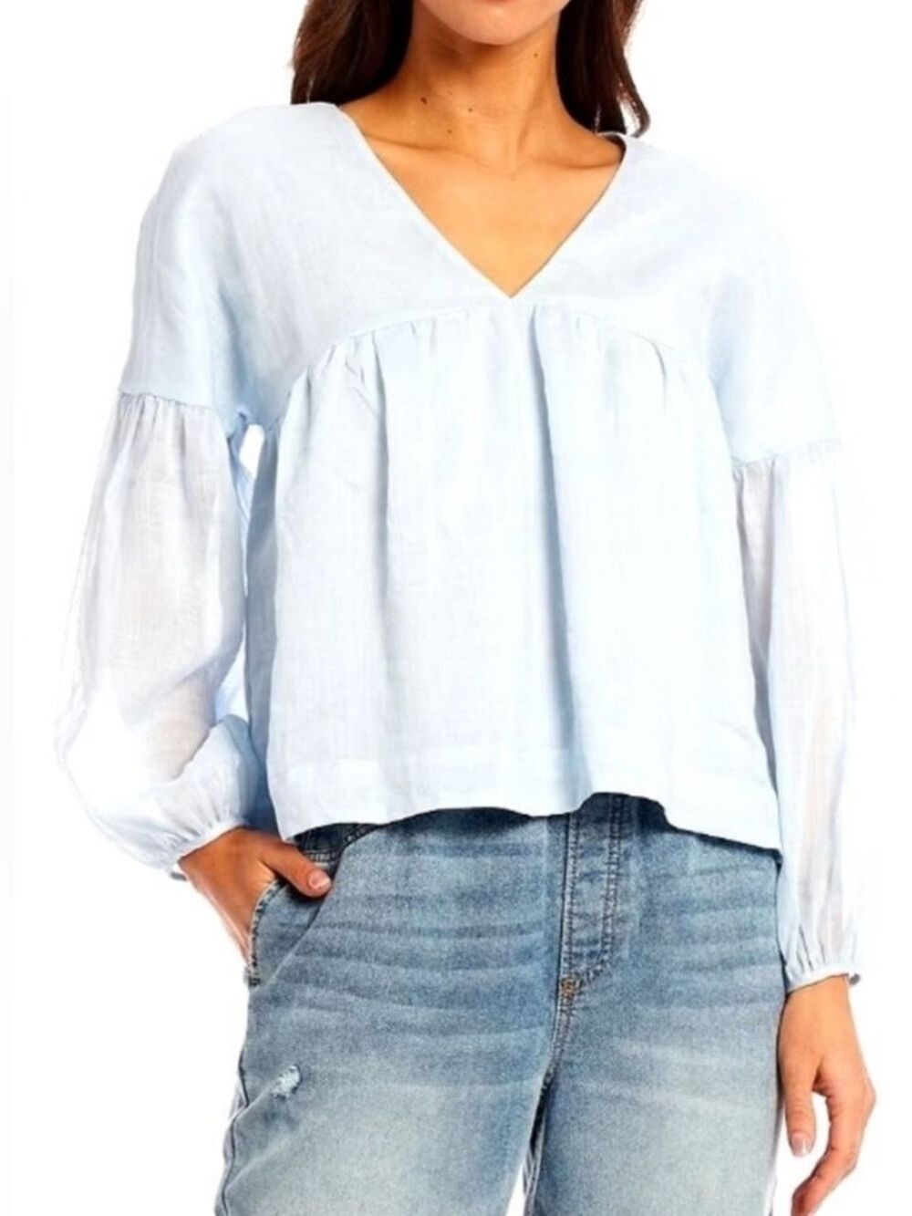 NWT $88 Linen Babydoll Top by Every XS